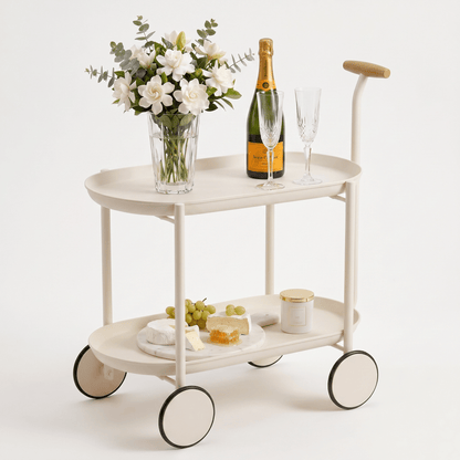 The Surry Hills two-tier ABS rolling trolley — white utility bar cart Australia
