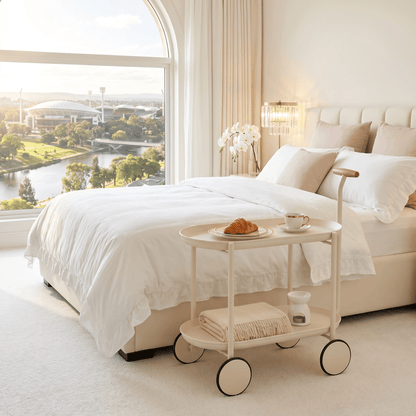 The Surry Hills rolling trolley with storage — two-tier white ABS cart Australia
