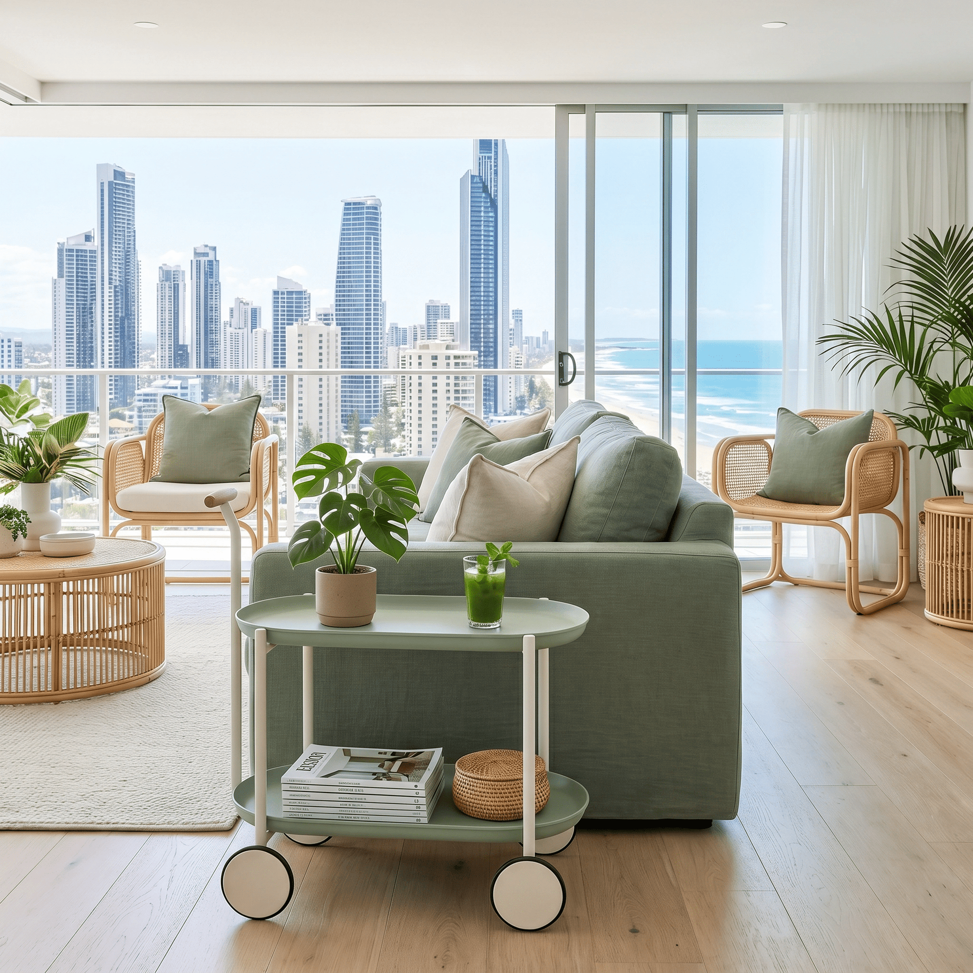 The Surry Hills two-tier ABS rolling trolley — Green utility bar cart Australia