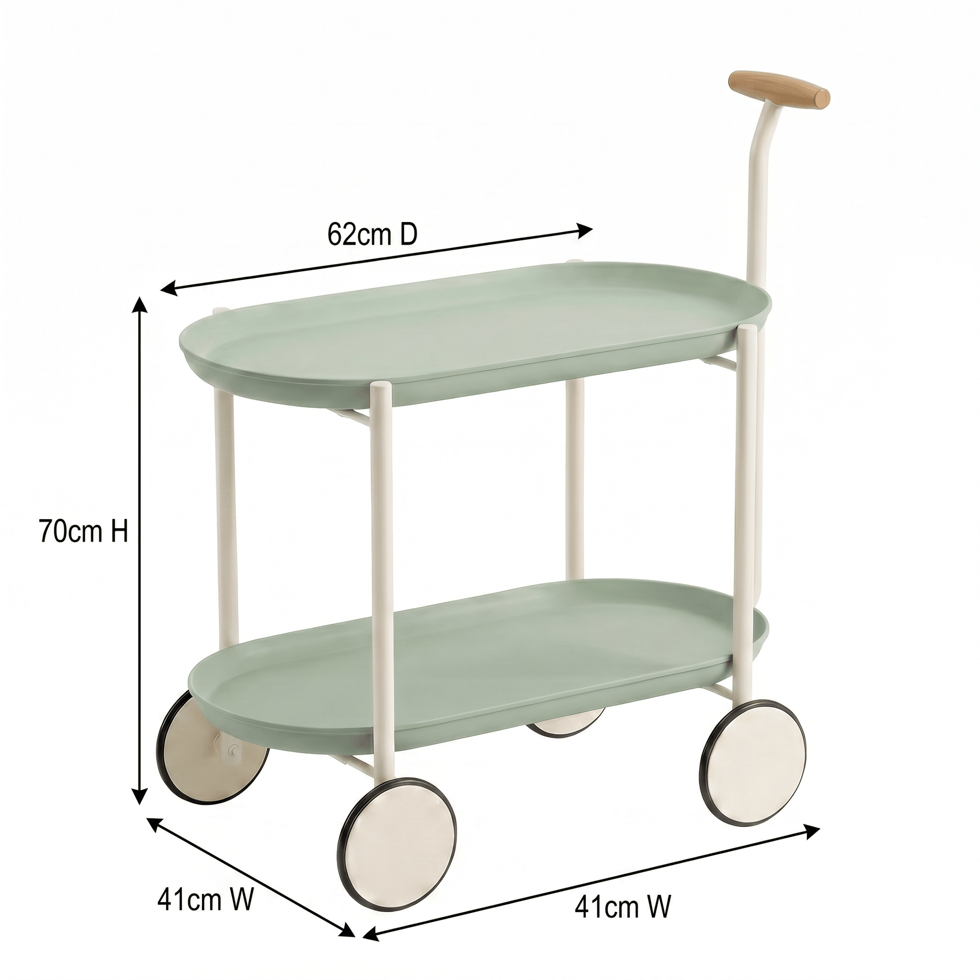 The Surry Hills bar cart side view — durable rolling trolley Australia