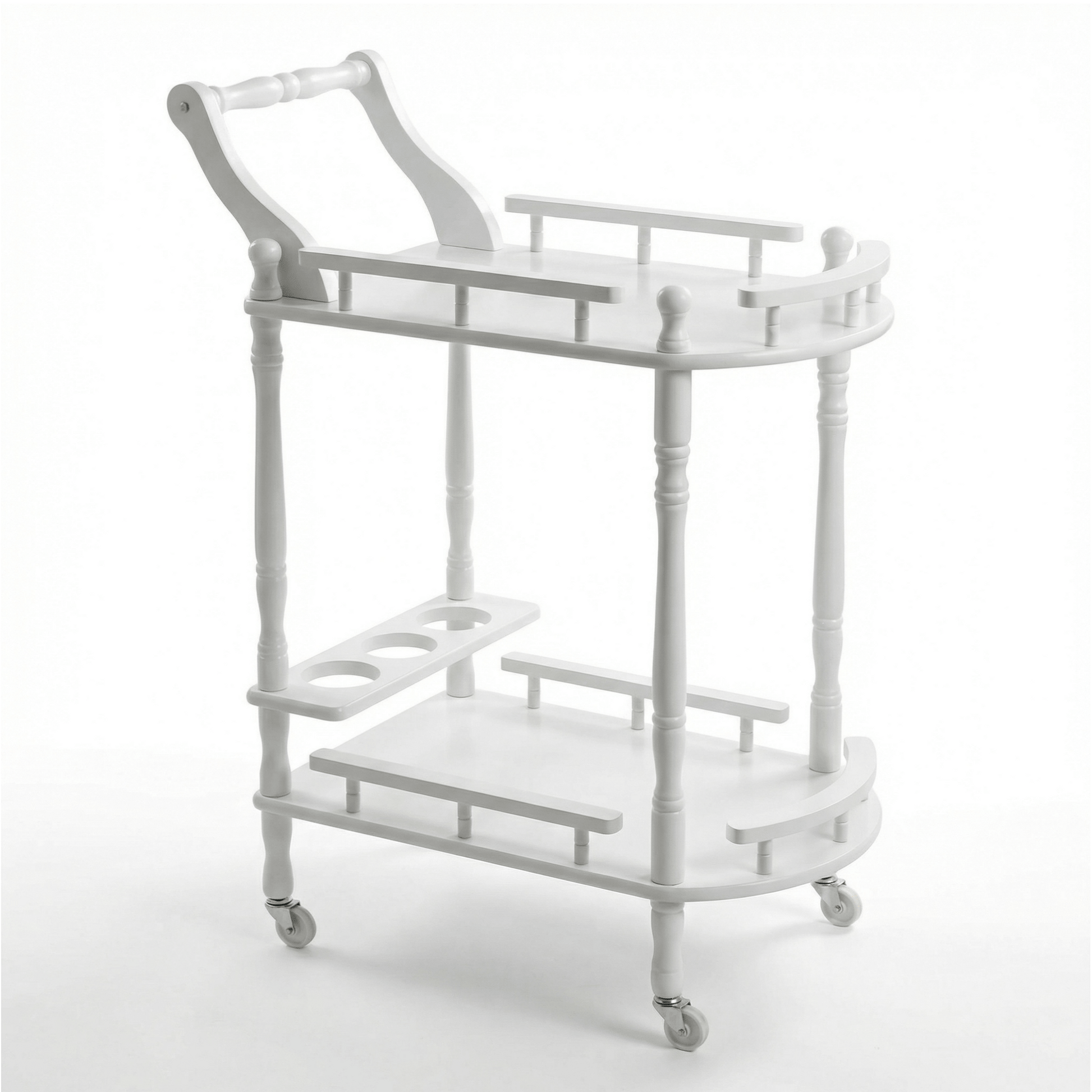 The Windsor classic white wooden trolley in living room — premium timber bar cart Australia