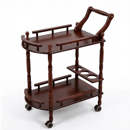 The Windsor beverage trolley side view — natural wood bar cart Australia
