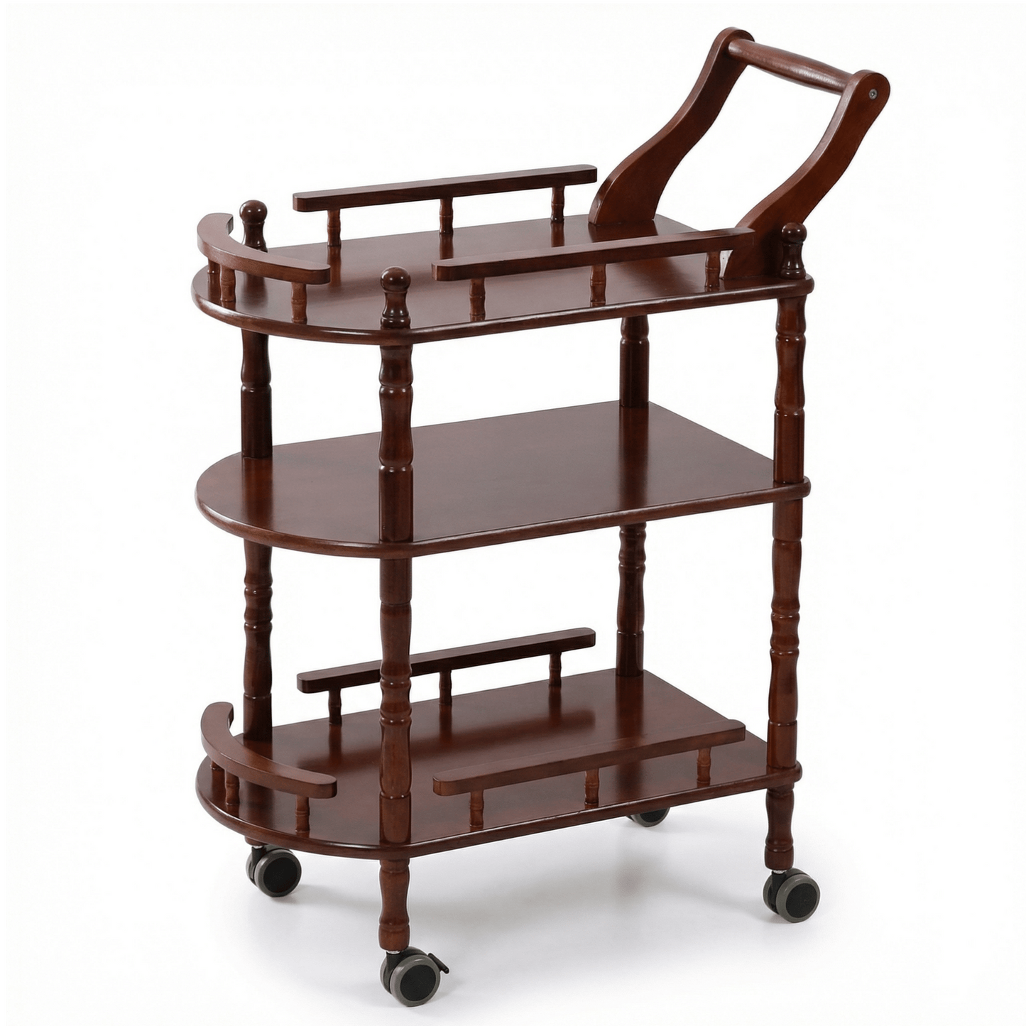 The Windsor classic solid wood beverage trolley — natural timber bar cart Australia