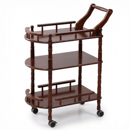 The Windsor classic solid wood beverage trolley — natural timber bar cart Australia