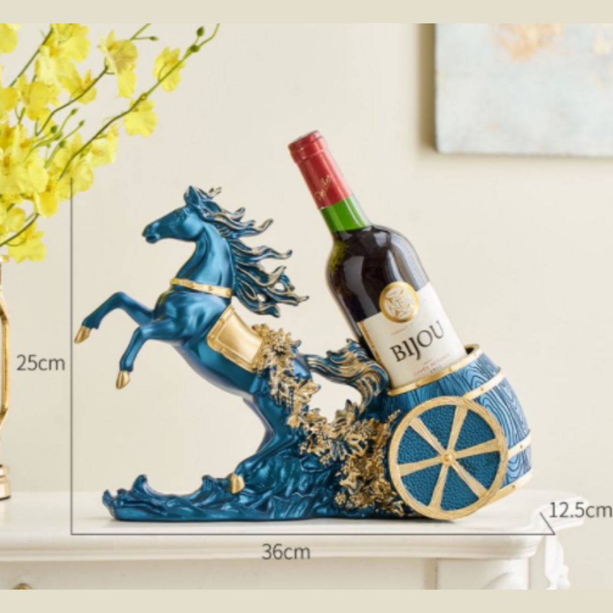 Charging Horse in blue — W 36 cm × D 12.5 cm