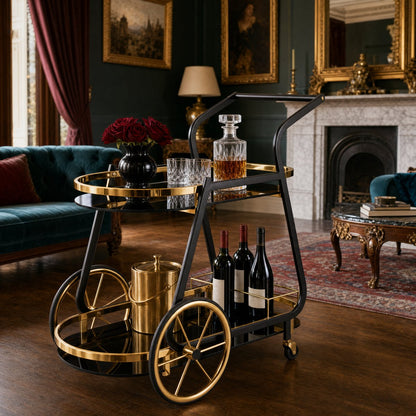 The Waldorf Art Deco Beverage Cart in a Melbourne Toorak home living room