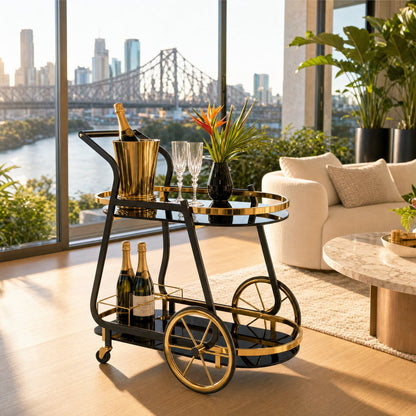 The Waldorf Art Deco Beverage Cart in a Brisbane riverside apartment